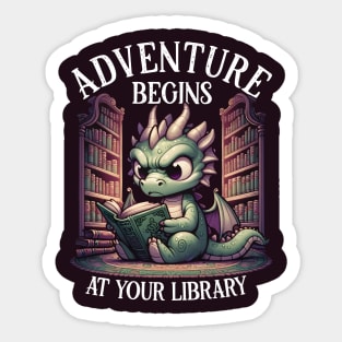 Adventure Begins at Your Library Dragon Reading Sticker